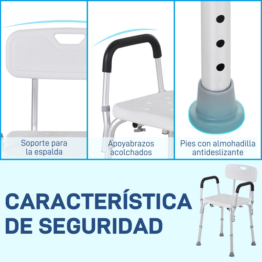 Sgabello da Doccia Antiscivolo ¨C Zephmum ¨C Regolabile con Braccioli 136 kg