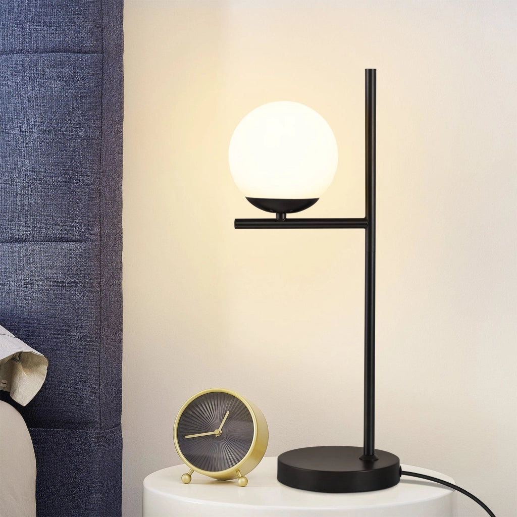 ZMH Lampada da tavolo vetro nero moderno E27 soggiorno per camera letto ufficio senza lampadina