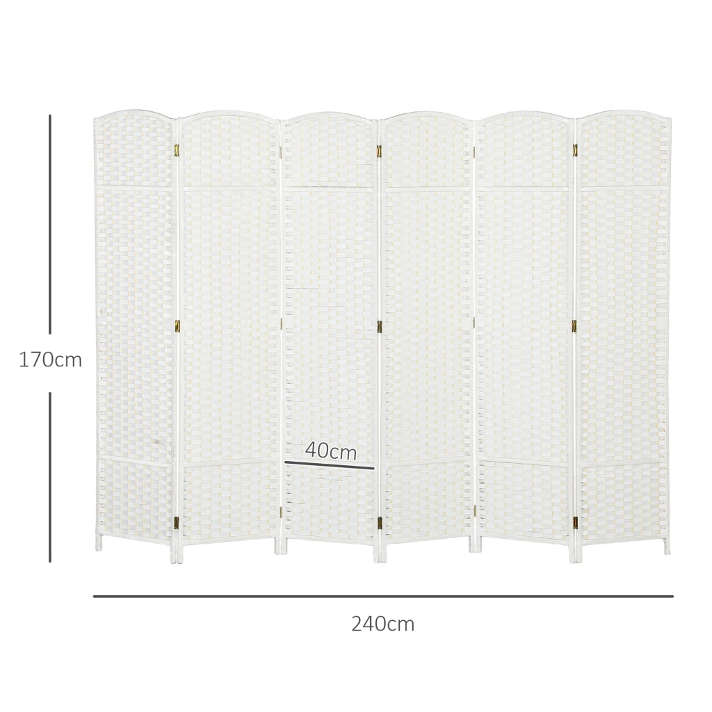 Biombo Separador de Ambientes 6 Paneles Pieghevole ¨C zephmum ¨C Bianco 240x170 cm