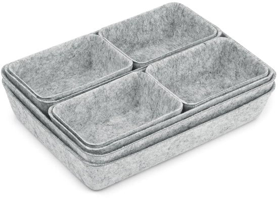 Sistema di organizzazione per carrello a 8 pannelli in velluto, cassetto di velluto per cosmetici, scatole di archiviazione in velluto staccabili, scatola in velluto flessibile per scrivania, comodino, comodino da notte, armadio (grigio chiaro)