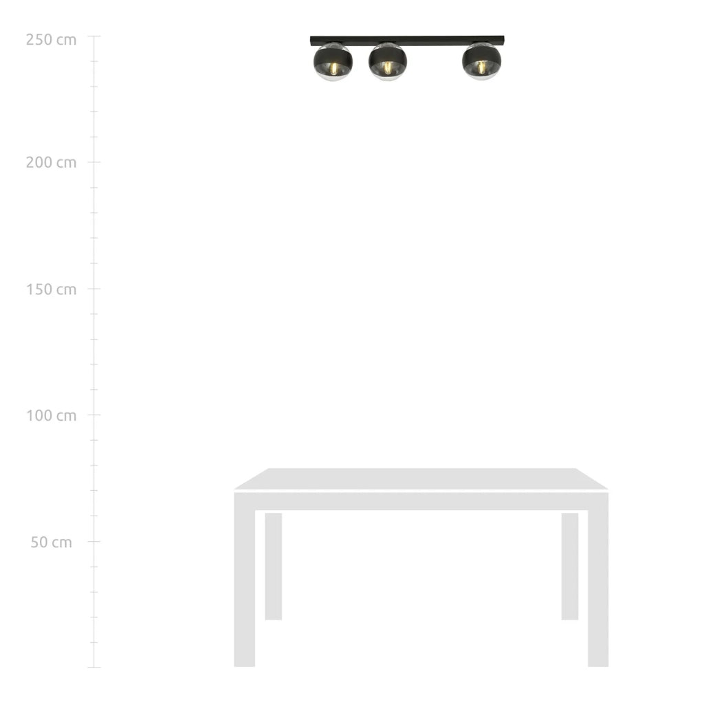 Plafoniera Moderna Giapeto Acciaio Nero 3 Luci E14 Ip20