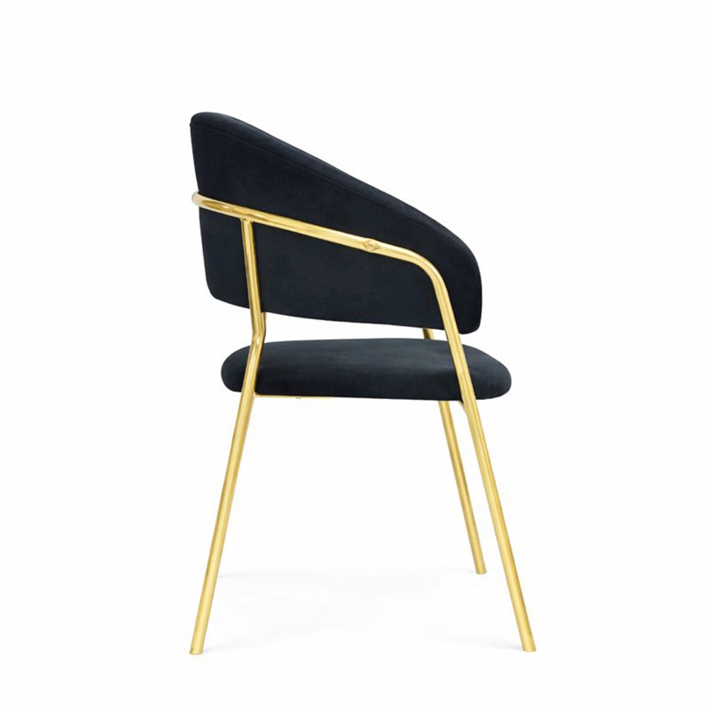 Sedie da sala da pranzo set da 4 Aurelia con schienale in velluto nero