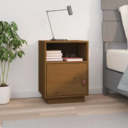 Comodino-Tavolino da notte Marrone Ambrato 40x34x55 cm in Legno Massello di Pino