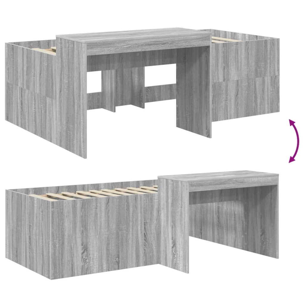 Letto alto per bambini con scrivania Sonoma grigio