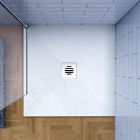 Piatto Doccia Bianco 80x80cm di Spessore da 3 cm in Pietra Artificiale e Mesina Mista Effetto Ardesia Ruvido Piletta e Tubo inclusi