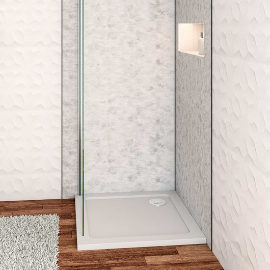 Piatto Doccia 80x80cm Bianco Spessore di 3 cm in Pietra Artificiale e Resina Minerale Mista Piletta Extra Piatta Sottile e Tubo inclusi