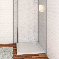 Piatto Doccia 100x100cm Bianco Spessore di 3 cm in Pietra Artificiale e Resina Minerale Mista Piletta Extra Piatta Sottile e Tubo inclusi