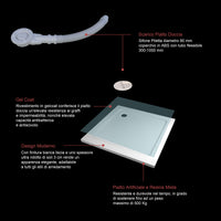 Piatto Doccia 100x100cm Bianco Spessore di 3 cm in Pietra Artificiale e Resina Minerale Mista Piletta Extra Piatta Sottile e Tubo inclusi