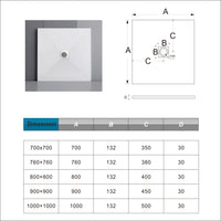 Piatto Doccia Bianco 76x76cm in Pietra Artificiale e Mesina Mista Effetto Ardesia Ruvido Piletta e Tubo inclusi Spessore di 3 cm