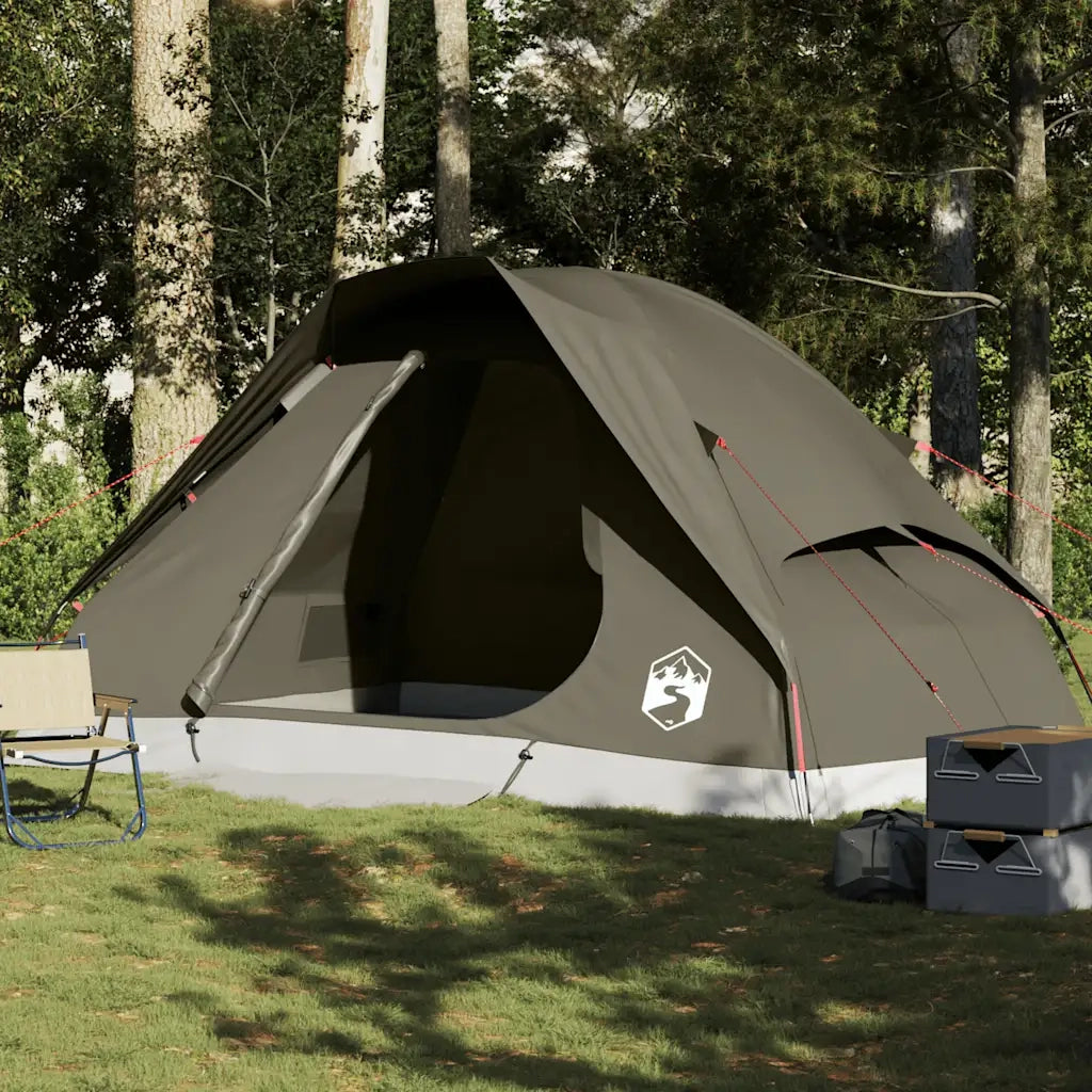 Tenda da Campeggio | Tenda Familiare a Cupola per 6 Persone Marrone Impermeabile