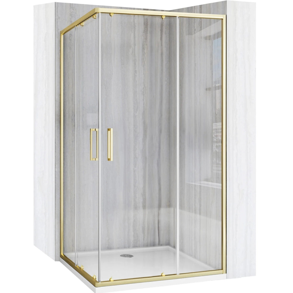 Cabina Doccia Rea City 80x100 Brush Gold con piatto doccia Savoy