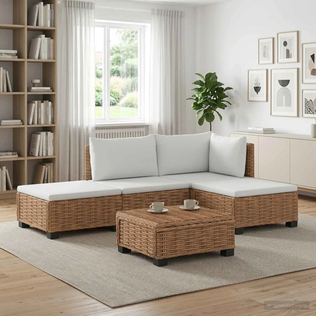 4 pz Set Lounge in Rattan con Cuscini GENDT Rattan naturale 3429844