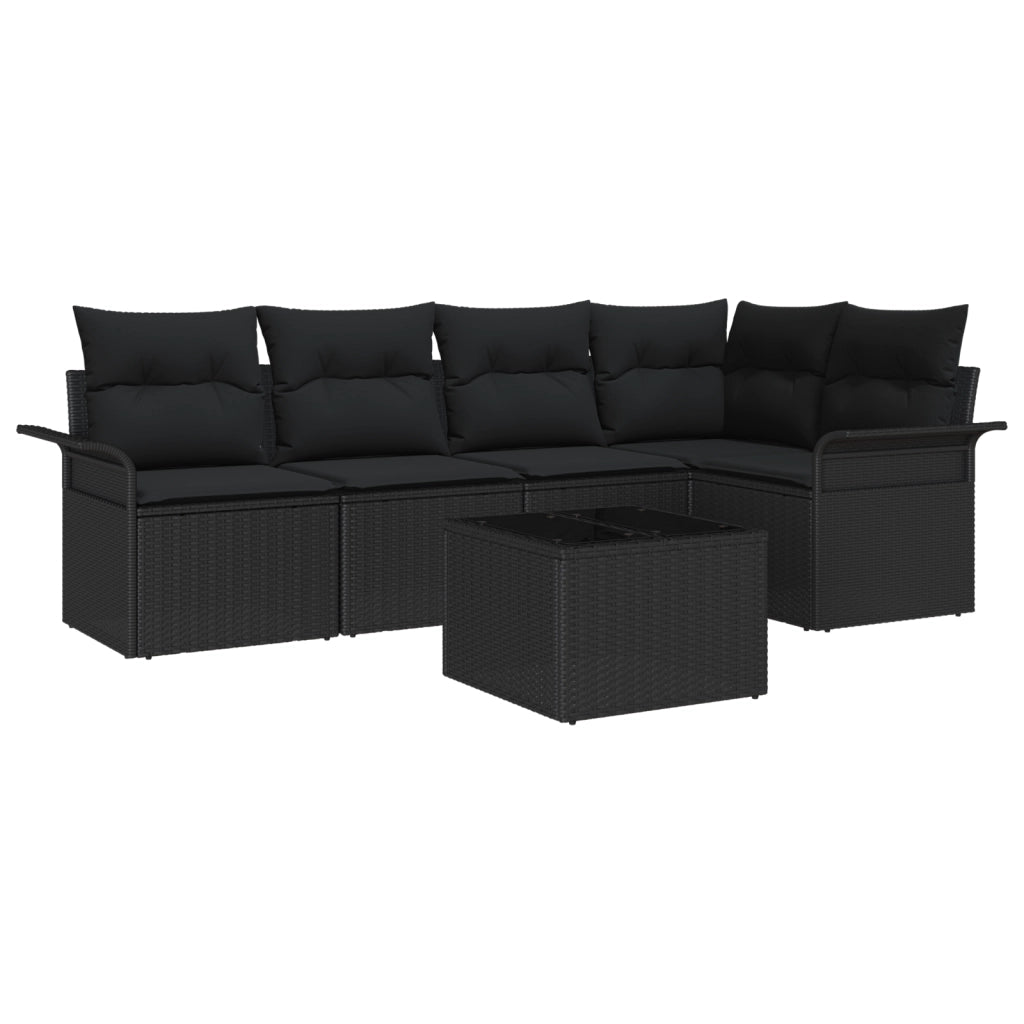Set divano giardino  6 pezzi con cuscini beige in polyrattan