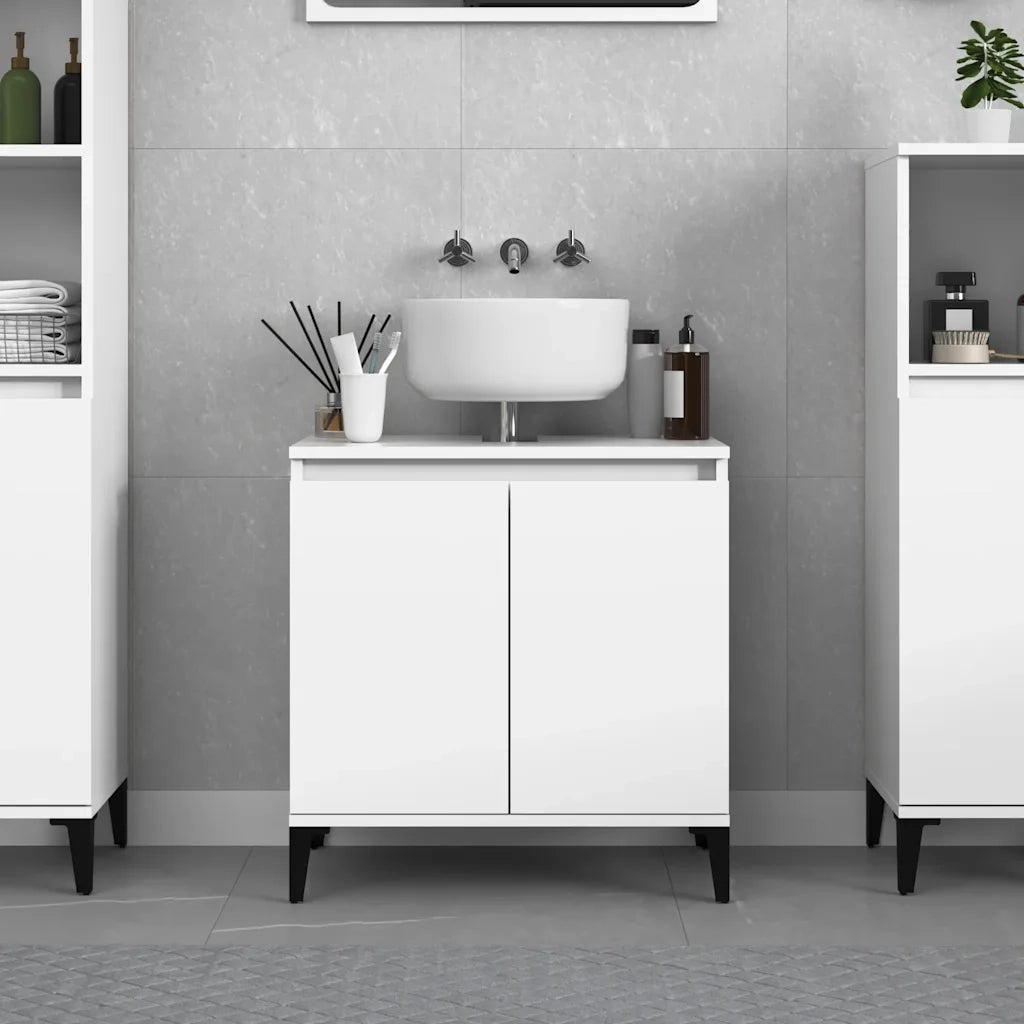 Mobile Lavabo | Armadio Lavabo Bianco 58x33x60 cm in Legno Multistrato