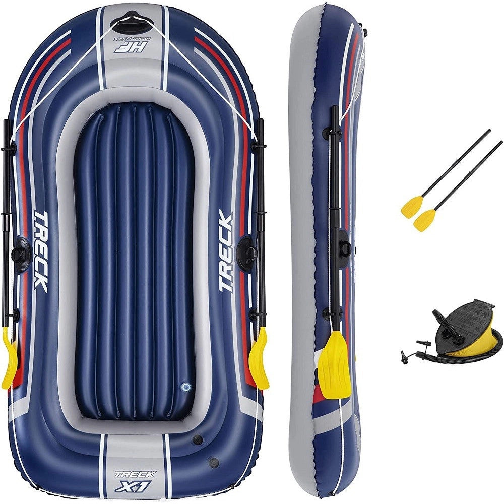 Trade Shop - Set Canotto Gonfiabile Gommone Treck X1 228x121x36cm Con Remi Pompa Pedale 61083 -