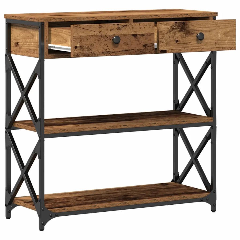 Tavolo Consolle | Tavolo d'Ingresso con cassetto Legno vecchio 75 x 28 x 75 cm