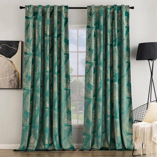 Set di tende in velluto verde smeraldo, con set di 2 tende in velluto verde smeraldo, con cordoncino e sacchetto per la trave, tenda spessa, tende in velluto opaco per la camera da letto, ogni 245 x 140 cm (H x L)