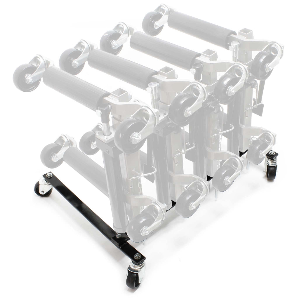 Supporto a rotelle per trasportare e riporre 4 carrelli sposta auto