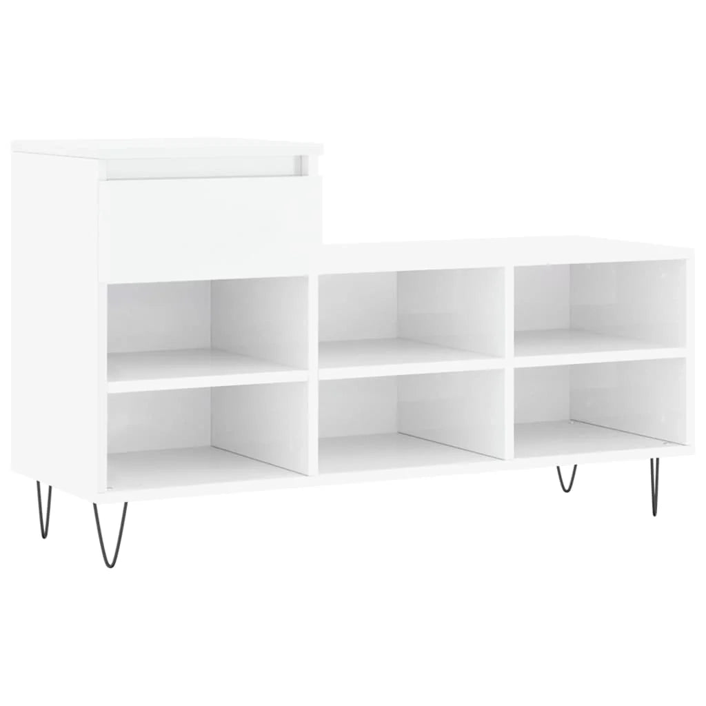 Scarpiera mobile contenitore per scarpe mobile contenitore per ingresso/corridoio/soggiorno finitura lucida 102 x 36 x 60 cm legno ingegnerizzato bianco 02_0021295