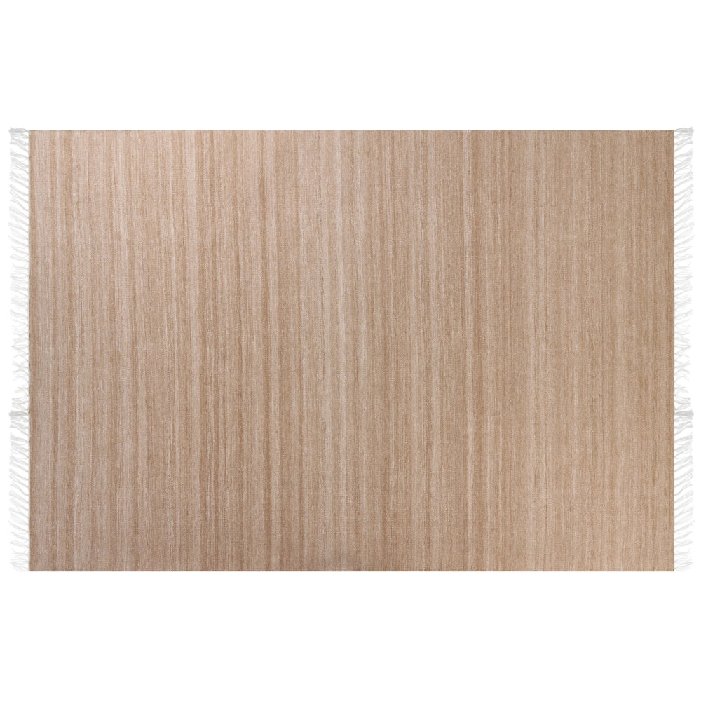 Tappeto in PET riciclato colore beige con frange 160 x 230 cm interno esterno