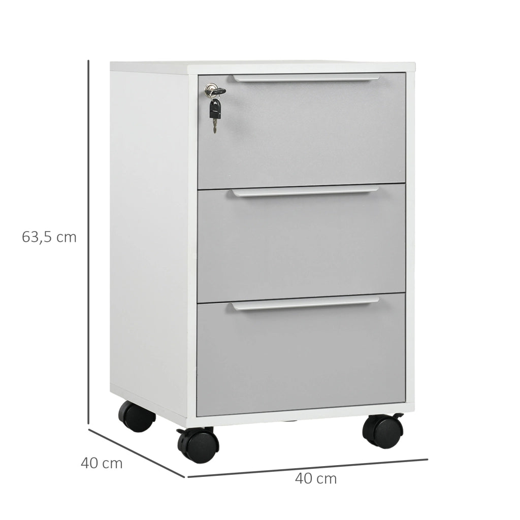 Scrivania con cassetti e ruote ¨C zephmum ¨C bianco grigio 40x40x63.5 cm
