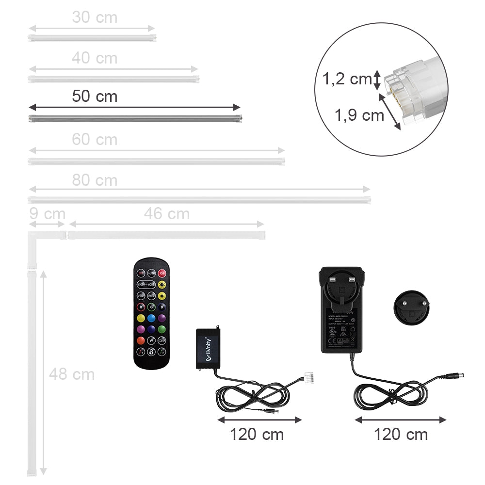 Vicco Striscia LED Bianco 50 cm con starter pack