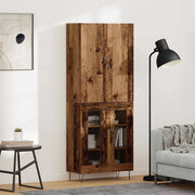 Credenza 2 pcs Legno vecchio Legno ingegnerizzato e vetro