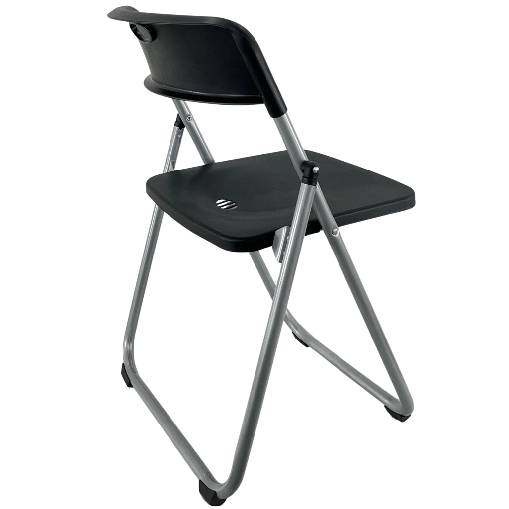 Sedia Pieghevole Salvaspazio Tiny Portatile Richiudibile da Interno Giardino Ufficio Struttura in Ferro e  Nero / Grigio