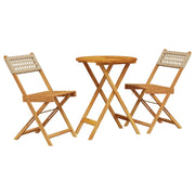 Set da Bistrot 3 pz | Set Salotto da Giardino Beige in Polyrattan e Legno Massello