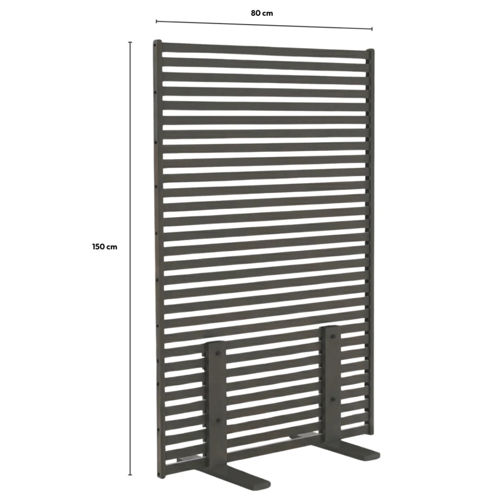 IDMarket - Paravento decorativo traforato 80 x 150 cm con lamelle orizzontali in metallo grigio antracite