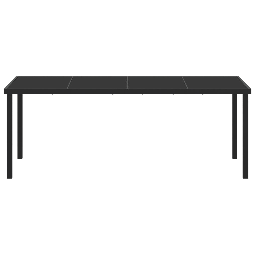 Tavolo da Giardino  Nero 200x80x73 cm in Vetro Temperato