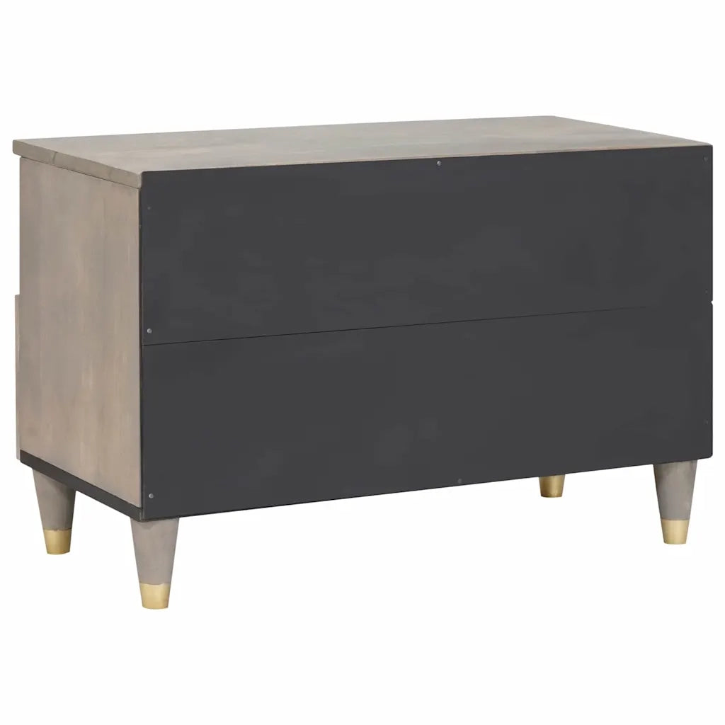 Mobile TV Grigio 70 x 33 x 46 cm Legno di mango massello 4018773