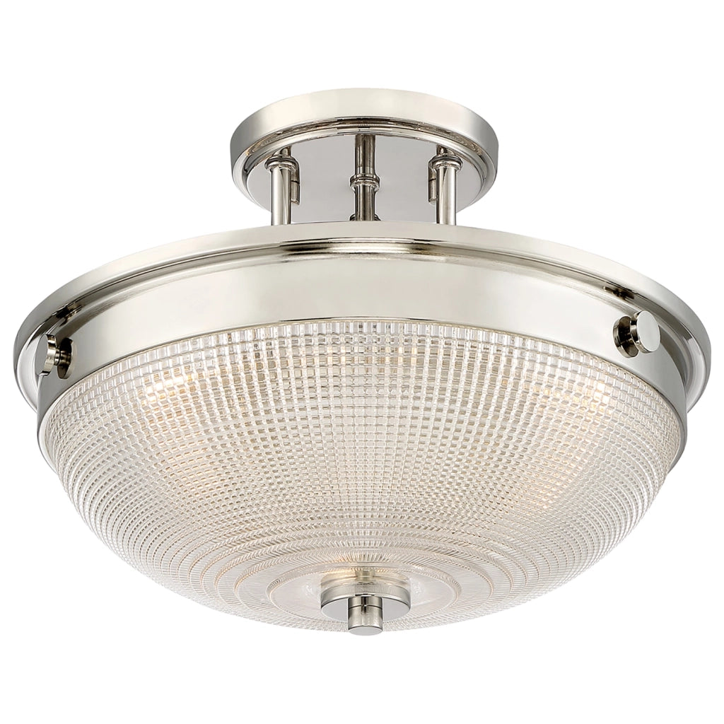 Lampada A Soffitto Contemporanea Mantle Vetro Nichel Lucido 2 Luci E27