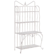 Scaffale per piante in metallo beige chiaro per esterni interni giardino retrò 4 ripiani portaoggetti da giardino autoportante