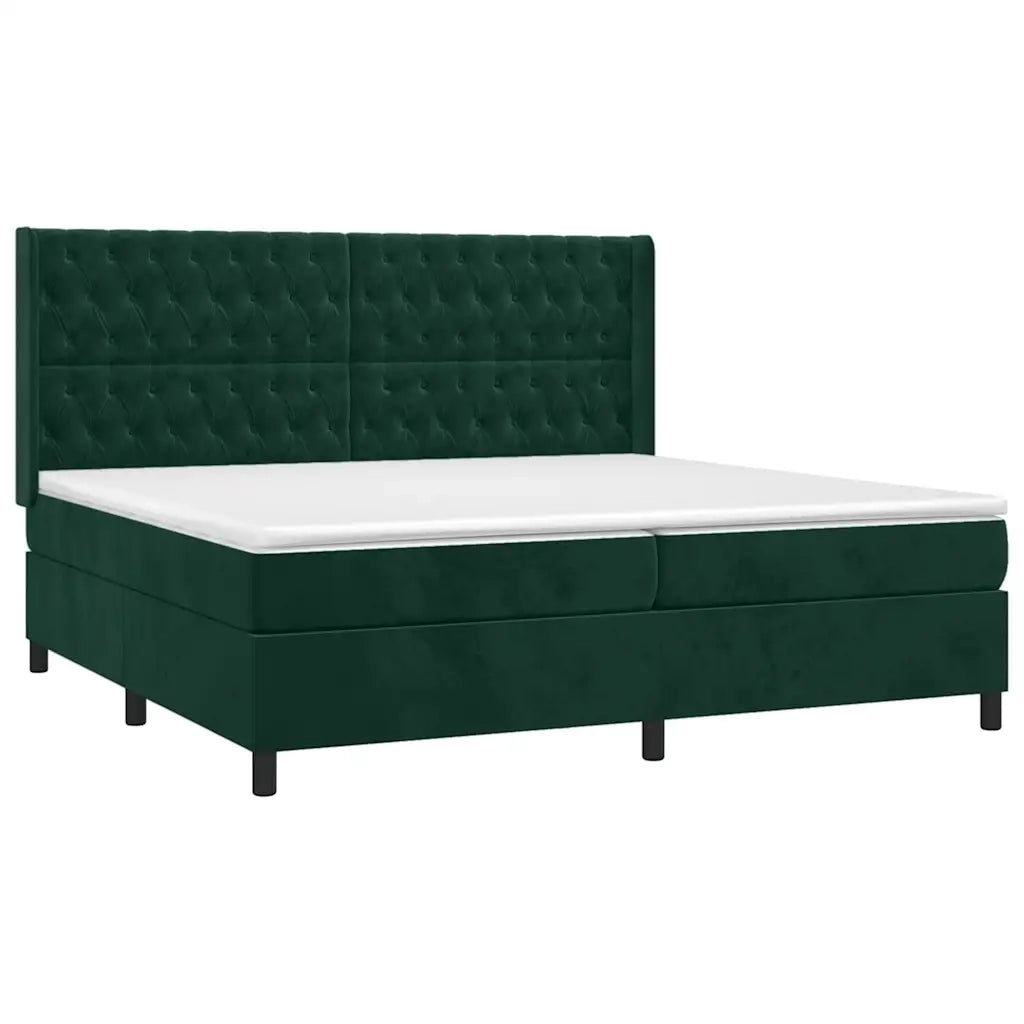 Giroletto a Molle con Materasso Verde Scuro 200x200 cm Vellutocod mxl 98766