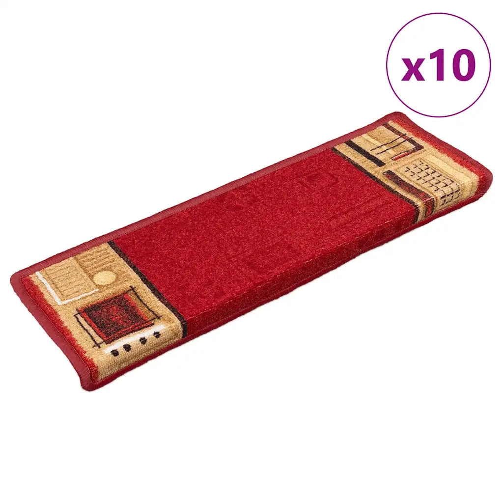 Tappetini per Scale Autoadesivi 10 pz 65x21x4 cm Rossi