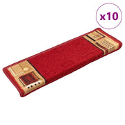 Tappetini per Scale Autoadesivi 10 pz 65x21x4 cm Rossi