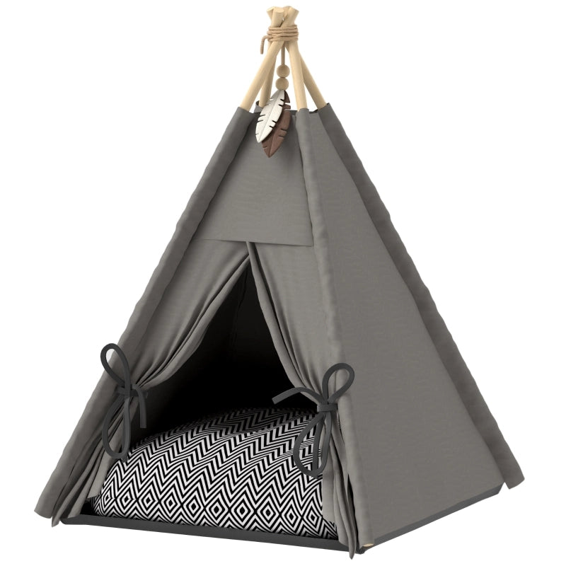 Tenda teepee per animali domestici, tenda per gatti con cuscino sfoderabile e lavabile, casetta per gatti con pavimento antiscivolo, palla da gioco,