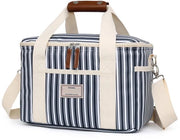 Geïsoleerde Tasca a Isolamento 15L/29L Grande Capacità Tasca a Isolamento per Picnic con Cinghia Regolabile per Spalle per Ufficio Scuola (15L, A-Strisce Marine Blu)