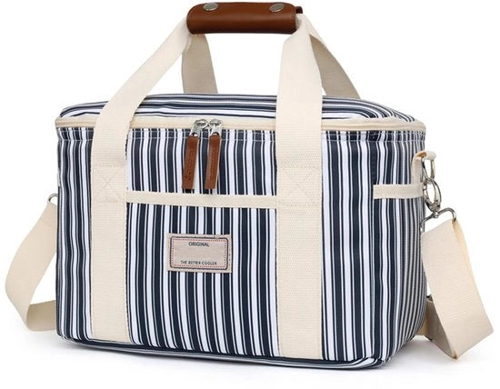 Geïsoleerde Tasca a Isolamento 15L/29L Grande Capacità Tasca a Isolamento per Picnic con Cinghia Regolabile per Spalle per Ufficio Scuola (15L, A-Strisce Marine Blu)