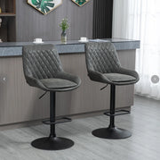 Set di 2 sgabelli da bar regolabili in altezza con schienale, grigio scuro