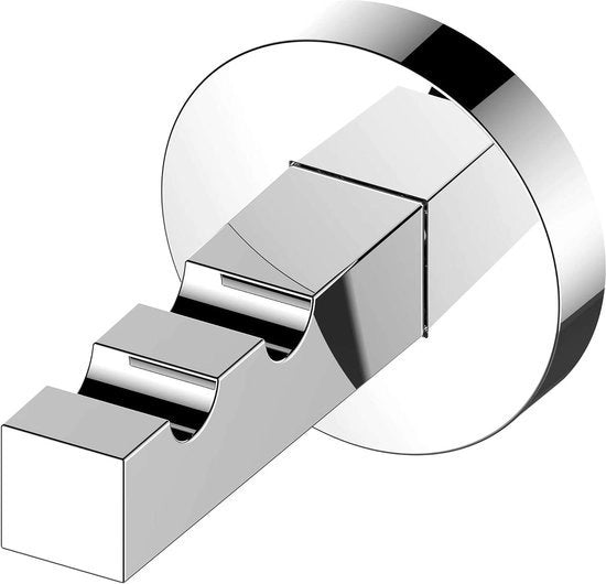 Doppia gruccia per asciugamani in metallo lucido verniciato - asciugamani per bagno con due ganci - da fissare con chiodi o da colla - ganci per parete Edition 90