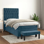 Giroletto a Molle con Materasso Blu Scuro 100x200 cm in Velluto 3138011