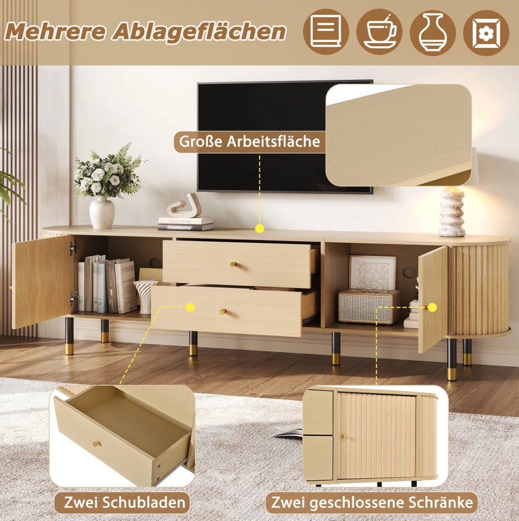 Mobile porta televisore con 2 cassetti e 2 ante scorrevoli 180x40x58 cm