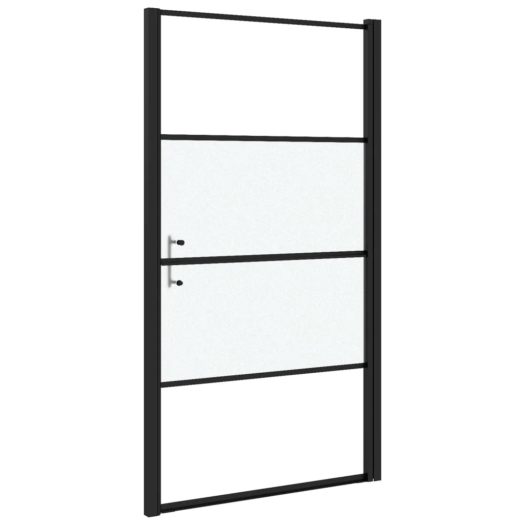 Parete Doccia 100x178 cm Vetro Temperato Semi Smerigliato Nero CFW2351002