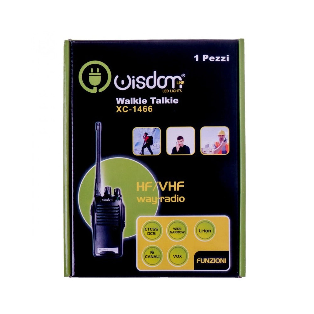 Trade Shop - Walkie Talkie Ricetrasmettitore Wisdom Potenza 5w 16 Canali Batteria Al Litio -