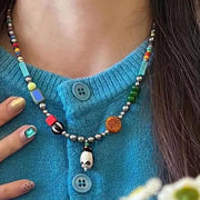 Collana estiva con grazioso pinguino, colorata e perline, realizzata a mano, regalo di compleanno per donna