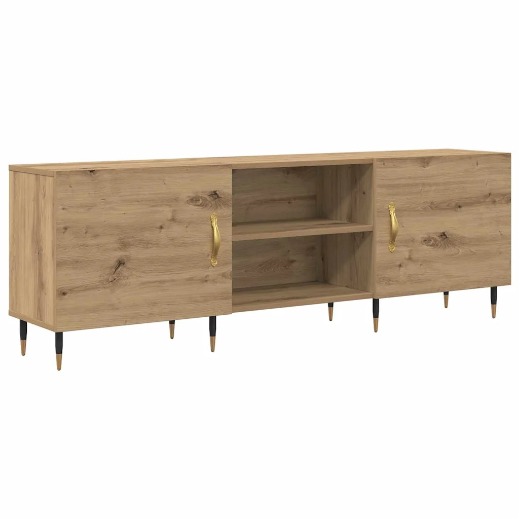 Mobile TV rettangolare moderno con elegante vano contenitore 150 x 30 x 50 cm realizzato in legno di rovere ingegnerizzato finitura artigianale 02_0052510