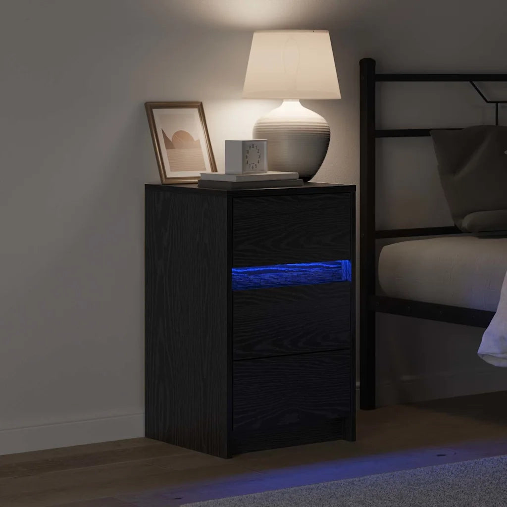 Comodino | Armadio da Notte | Mobiletto da notte Rovere Nero 38 x 34 x 61 cm Legno multistrato