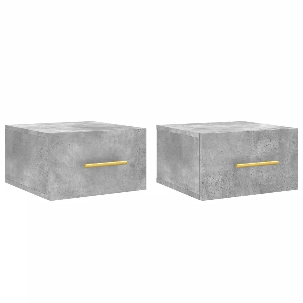 Comodini a Muro 2 pz-Set di 2 Tavolino da notte Grigio Cemento 35x35x20 cm 909855